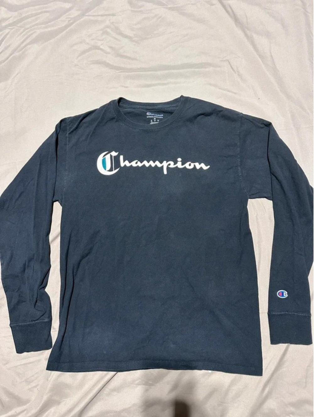 Champion Authentic Athleticwear Long Sleeve Shirt Men’s Medium Black Logo (C15)